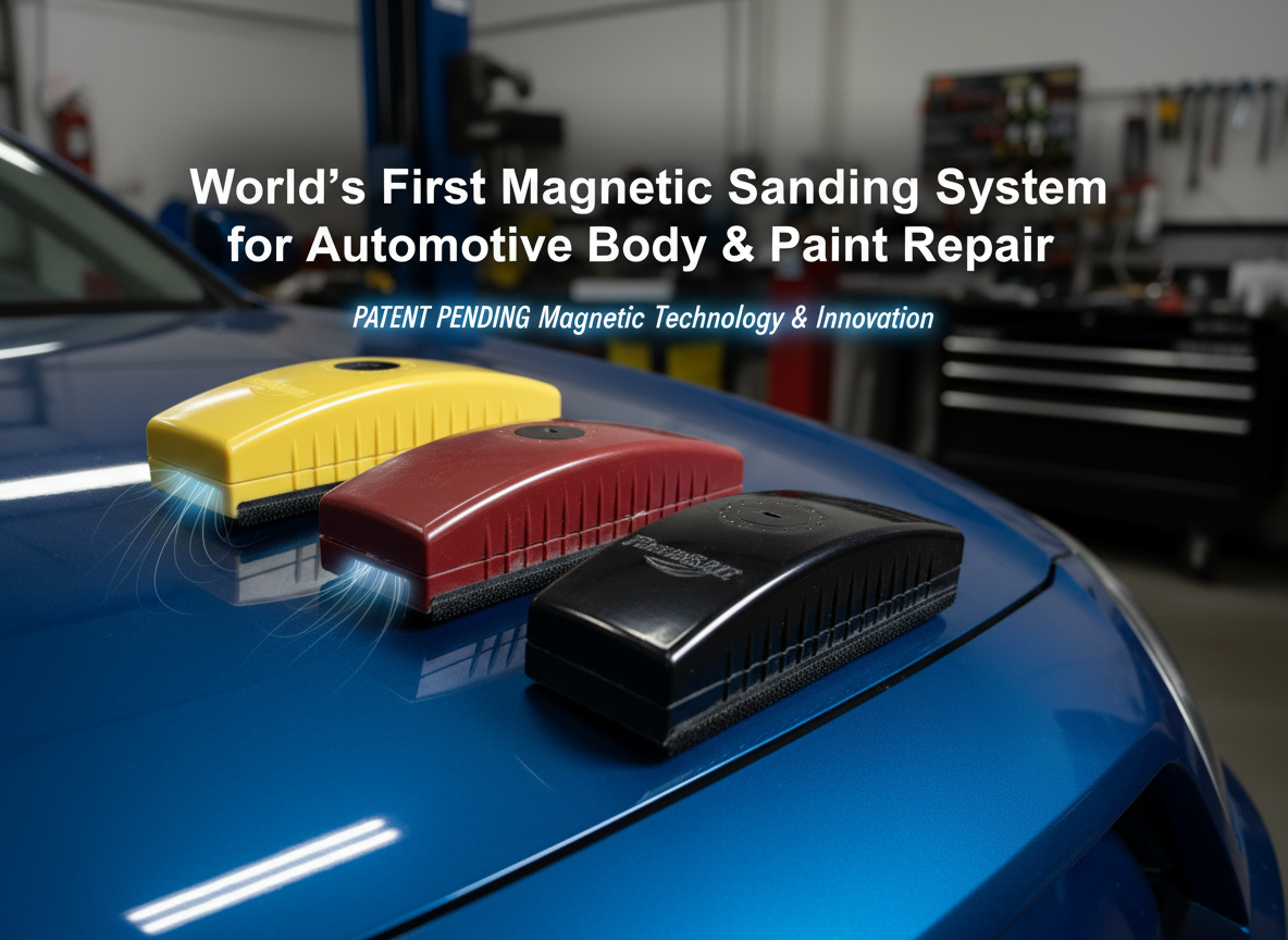 Magnetic sanding system for automotive body and paint repair.