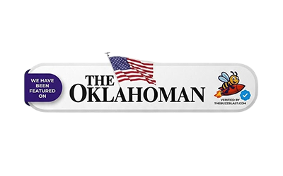Logo of The Oklahoman newspaper with an American flag.