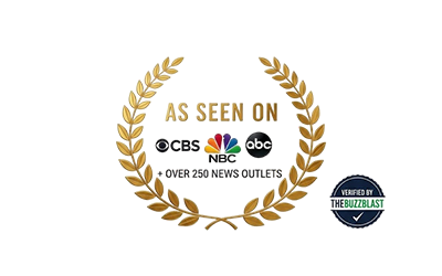 Golden laurel wreath with 'AS SEEN ON' and colorful NBC logo.